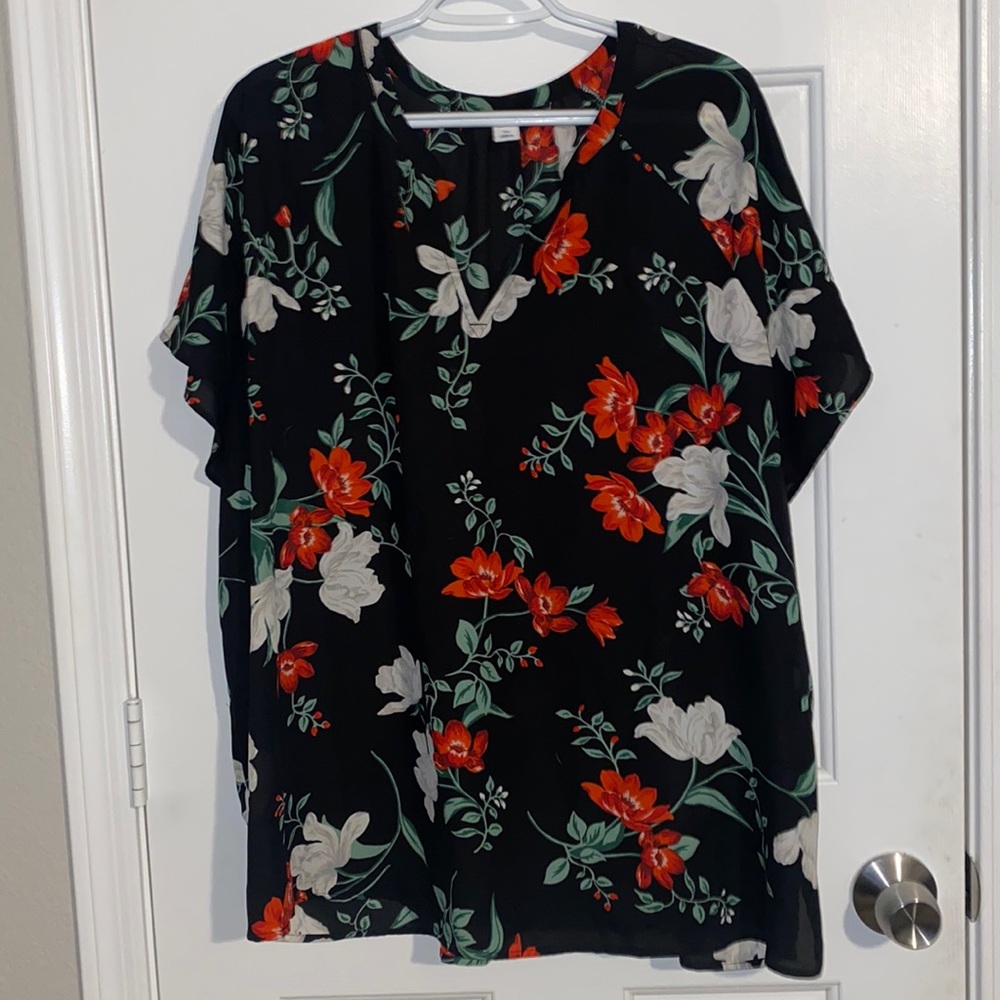 Black floral blouse
